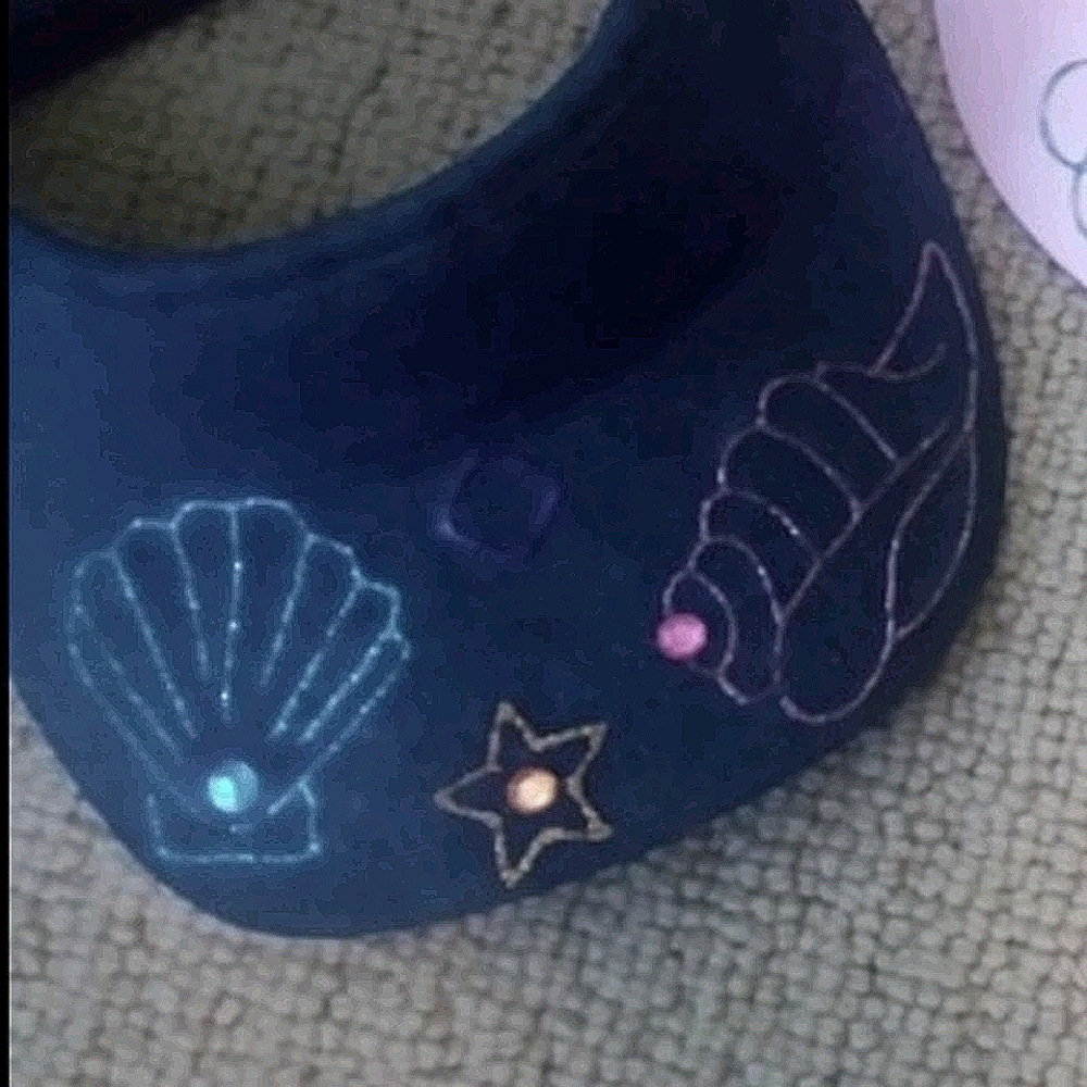 3/$15 NEW Denim Hand Painted Beaded Visor Cap w Shells - Picture 2 of 2